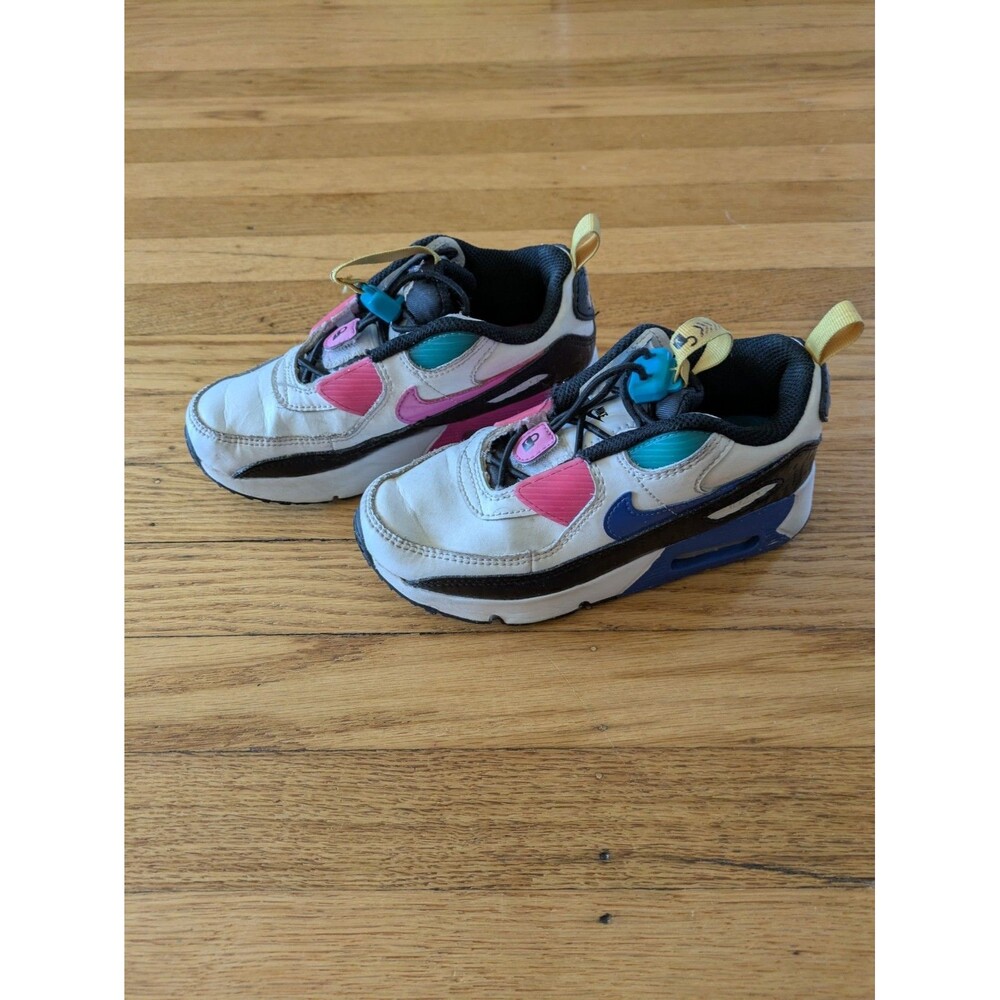Nike Air Max 90 13C Kids Shoes toggle laces, blue pink black yellow, DV1857-100